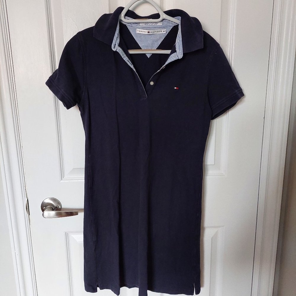 Tommy Hilfiger Size M Navy Cotton Stretchy Polo Dress, Size M